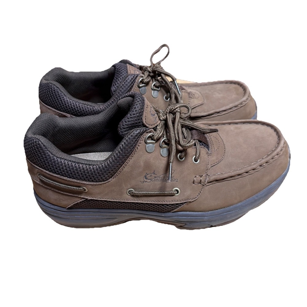 World Wide Sportsman Blue Water Oxford Leather Dark Brown Mens Sz 12 Boat Shoes